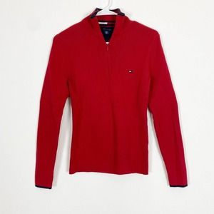 Vintage Tommy Hilfiger Red Knit Quarter Zip‎ Sweater
